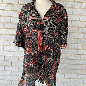 MAGGIE BARNES PLEATED BLOUSE SIZE 4X 30/32W 100% POLYESTER SHORT SLEEVE